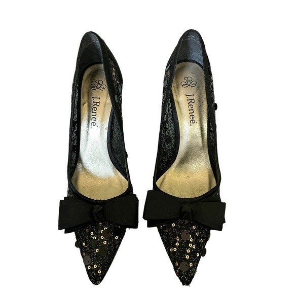 J. Renee Shoes - Vintage J. Renee Black Evening Shoes "Charish" Sequins See Through 7M